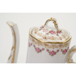 72523 LIMOGES ZABYTKOWY DZBANEK DO KAWY GIRLANDY RÓŻYCZEK I ZŁOCENIA (3).JPG