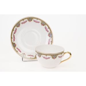 72529 LIMOGES J. BOYER DELIKATNA FILIŻANKA ZE SPODKIEM W KWIATOWE SZLACZKI (4).JPG