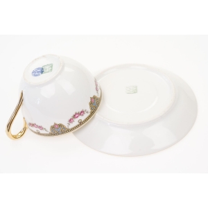 72529 LIMOGES J. BOYER DELIKATNA FILIŻANKA ZE SPODKIEM W KWIATOWE SZLACZKI (5).JPG