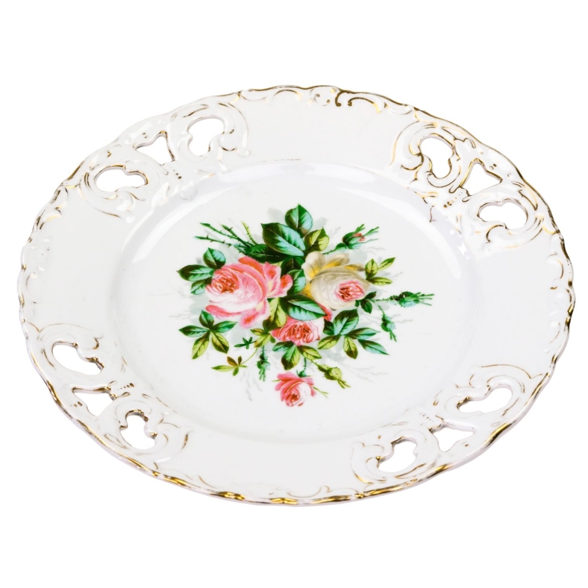 72565 BIEDERMEIER ZABYTKOWA PATERA BUKIET RÓŻ I AŻURY ŚWIETNY STAN! (1).jpg