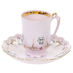 69700 CHODOV FILIŻANKA ZE SPODKIEM Z RÓŻOWEJ PORCELANY CUDEŃKO Z RELIEFAMI (1).jpg