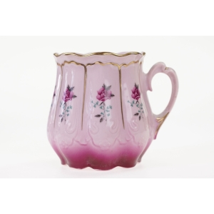 46913 CHODOV CIENIOWANY KUBEK Z RÓŻOWEJ PORCELANY KWIATY I ZŁOCENIA (2).jpg