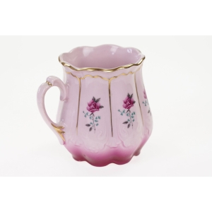 46913 CHODOV CIENIOWANY KUBEK Z RÓŻOWEJ PORCELANY KWIATY I ZŁOCENIA (4).jpg