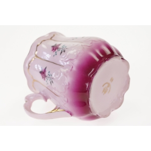 46913 CHODOV CIENIOWANY KUBEK Z RÓŻOWEJ PORCELANY KWIATY I ZŁOCENIA (5).jpg