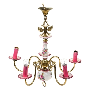 72640 PIĘKNY MOSIĘŻNY ŻYRANDOL PAJĄK MOSIĄDZ I PORCELANA DWUGŁOWY ORZEŁ PIĘCIORAMIENNY (1).jpg