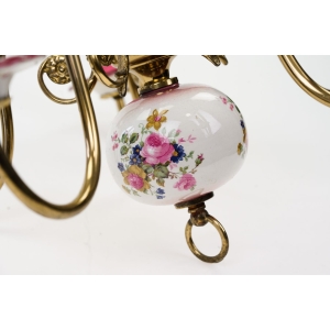 72640 PIĘKNY MOSIĘŻNY ŻYRANDOL PAJĄK MOSIĄDZ I PORCELANA DWUGŁOWY ORZEŁ PIĘCIORAMIENNY (4).JPG