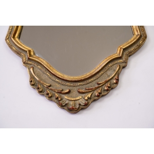 72709 PIĘKNE STYLIZOWANE LUSTRO W ZŁOTEJ RAMIE O WYMYŚLNYM KSZTAŁCIE 71 x 42 cm (2).JPG