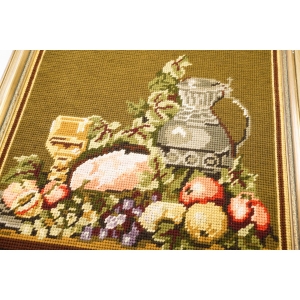 72710 HAFT GOBELINOWY MARTWA NATURA IGŁĄ MALOWANA W DREWNIANEJ RAMIE (2).JPG