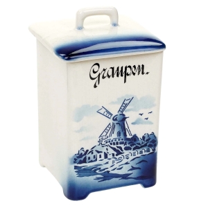 72897 ELSTERWERDA FAJANSOWY POJEMNIK NA KASZĘ Z WIATRAKIEM SPRITZDEKOR (1).jpg