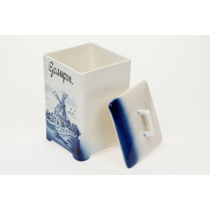 72897 ELSTERWERDA FAJANSOWY POJEMNIK NA KASZĘ Z WIATRAKIEM SPRITZDEKOR (4).JPG