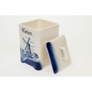 72898 HEDWIG FAJANSOWY POJEMNIK NA GRYSIK Z WIATRAKIEM SPRITZDEKOR (4).JPG