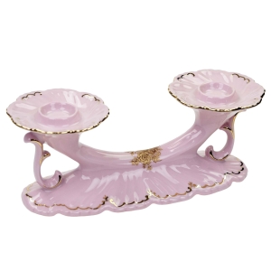 73005 LOUČKY FELICJA RÓŻOWA PORCELANA ŚWIECZNIK DWURAMIENNY ZŁOTE RÓŻE (1).jpg