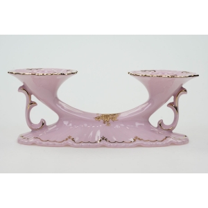 73005 LOUČKY FELICJA RÓŻOWA PORCELANA ŚWIECZNIK DWURAMIENNY ZŁOTE RÓŻE (2).JPG
