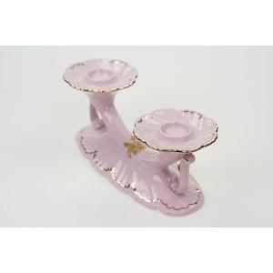 73005 LOUČKY FELICJA RÓŻOWA PORCELANA ŚWIECZNIK DWURAMIENNY ZŁOTE RÓŻE (3).JPG