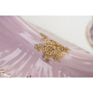 73005 LOUČKY FELICJA RÓŻOWA PORCELANA ŚWIECZNIK DWURAMIENNY ZŁOTE RÓŻE (4).JPG