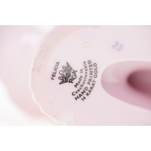 73005 LOUČKY FELICJA RÓŻOWA PORCELANA ŚWIECZNIK DWURAMIENNY ZŁOTE RÓŻE (6).JPG