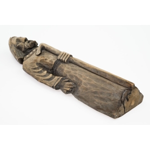 73077 STARA DREWNIANA RZEŹBA WĘDROWIEC PASTERZ Z LASKĄ 49 CM (5).JPG