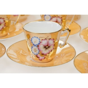 73159 BIEDERMEIER RĘCZNIE MALOWANY SERWIS DO KAWY 6 OSÓB W KWIATY (2).JPG