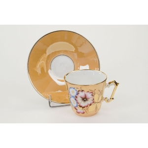 73159 BIEDERMEIER RĘCZNIE MALOWANY SERWIS DO KAWY 6 OSÓB W KWIATY (8).JPG