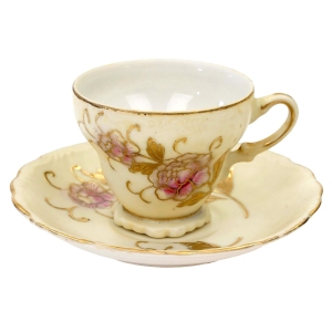 WANILIOWA MOKKA ZE SPODKIEM RÓŻE I GOLD RELIEFY RĘCZNIE MALOWANA