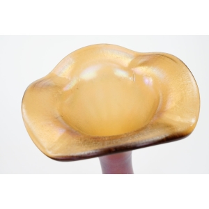 73253 CARNIVAL GLASS IRYZOWANY WAZON Z FALBANKĄ RĘCZNIE MALOWANY (3).JPG