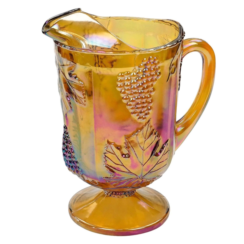 73254 INDIANA GLASS CARNIVAL GLASS DUŻY IRYZOWANY DZBAN W WINOGRONA (1).jpg