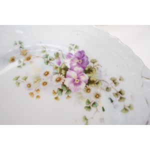 73379 SECESJA SERWIS DESEROWY PATERA Z USZAMI I 11 TALERZYKÓW FIOŁKI I STOKROTKI (3).JPG