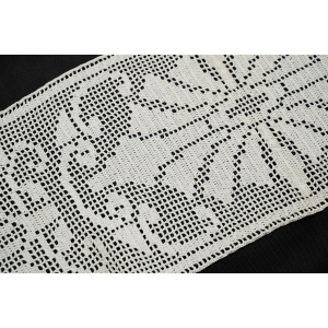 73428 SZYDEŁKO BIEŻNIK SERWETA BIAŁA W KWIATY PIĘKNY WZÓR 109 X 33 CM (2).JPG