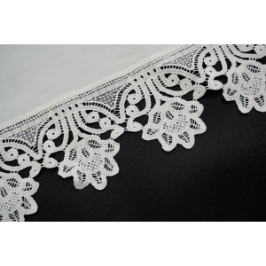 73441 PŁÓTNOBATYST I BAWEŁNIANA KORONKA GIPIUROWA BIAŁY ELEGANCKI OBRUS 86 X 83 CM (2).JPG
