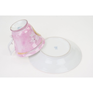 73485 C.T. ALTWASSER BIEDERMEIER RÓŻOWA FILIŻANKA ZE SPODKIEM Z MEDALIONEM (5).JPG