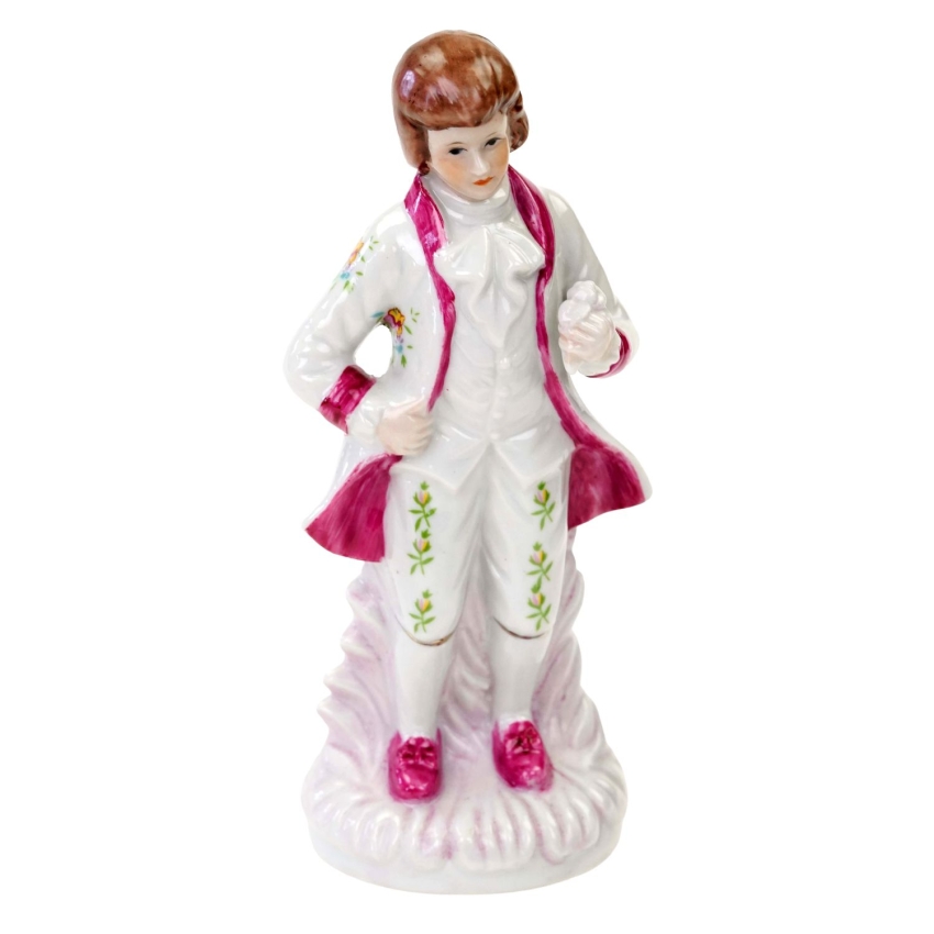 73517 ŁADNA FIGURKA KAWALERA Z KWIATEM RÓŻY RĘCZNIE MALOWANA (1).jpg