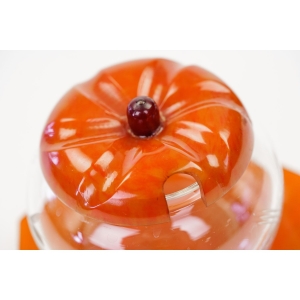 73595 BAKELIT I SZLIFOWANE SZKŁO JABŁKO POJEMNIK NA DŻEM MARMOLADĘ (3).JPG