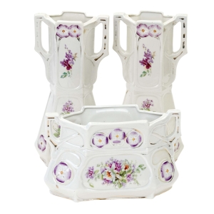 73599 ART NOUVEAU MAJOLIKA PARA WAZONÓW Z ŻARDINIERĄ W KWIATY (1).jpg