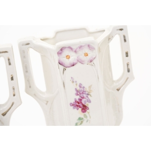 73599 ART NOUVEAU MAJOLIKA PARA WAZONÓW Z ŻARDINIERĄ W KWIATY (3).JPG