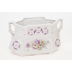 73599 ART NOUVEAU MAJOLIKA PARA WAZONÓW Z ŻARDINIERĄ W KWIATY (7).JPG