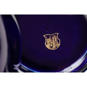 73602 ŚLICZNA KOBALTOWA FILIŻANKA ZE SPODKIEM ZE ZŁOCENIAMI POWOJE (6).JPG