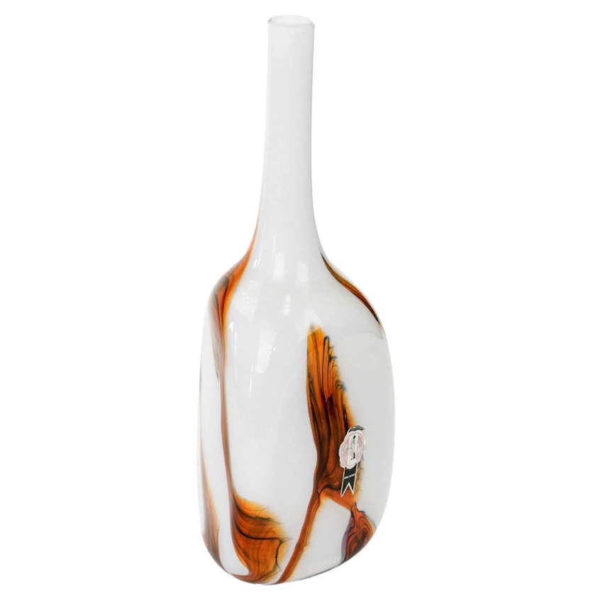 73627 EMPOLI BIAŁY WAZON O CIEKAWYM KSZTAŁCIE Z POMARAŃCZOWYMI I CZARNYMI SMUGAMI (1).jpg