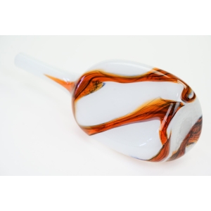 73627 EMPOLI BIAŁY WAZON O CIEKAWYM KSZTAŁCIE Z POMARAŃCZOWYMI I CZARNYMI SMUGAMI (4).JPG