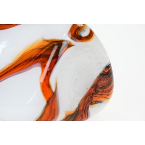 73627 EMPOLI BIAŁY WAZON O CIEKAWYM KSZTAŁCIE Z POMARAŃCZOWYMI I CZARNYMI SMUGAMI (5).JPG