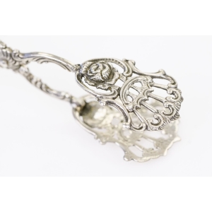 69652 PRZEPIĘKNE SREBRNE SZCZYPCE DO CIASTEK Z RÓŻĄ PRÓBA 835 WAGA 23,5 G (3).JPG