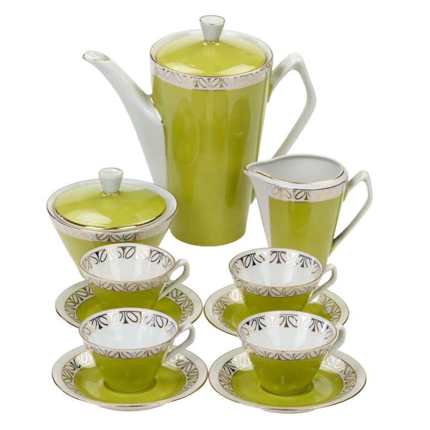 73791 CHODZIEŻ W. GÓRSKI ELŻBIETA SELEDYNOWY SERWIS DO KAWY 4 OSOBY KOLOROWE LATA 70-TE (1).jpg