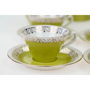 73791 CHODZIEŻ W. GÓRSKI ELŻBIETA SELEDYNOWY SERWIS DO KAWY 4 OSOBY KOLOROWE LATA 70-TE (2).JPG