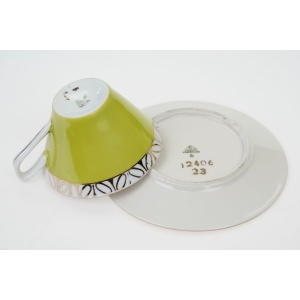 73791 CHODZIEŻ W. GÓRSKI ELŻBIETA SELEDYNOWY SERWIS DO KAWY 4 OSOBY KOLOROWE LATA 70-TE (10).JPG