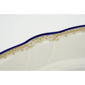 73849 HUTSCHENREUTHER KOŚĆ SŁONIOWA I SZAFIROWO-ZŁOTY OTOK KOMPLET 6 TALERZY OBIADOWYCH DO ZUPY (3).JPG