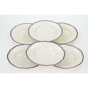 73849 HUTSCHENREUTHER KOŚĆ SŁONIOWA I SZAFIROWO-ZŁOTY OTOK KOMPLET 6 TALERZY OBIADOWYCH DO ZUPY (6).JPG