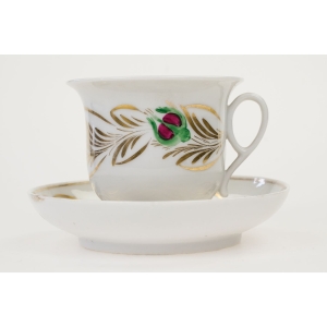 74005 BIEDERMEIER DUŻA RĘCZNIE MALOWANA FILIŻANKA ZE SPODKIEM (2).JPG