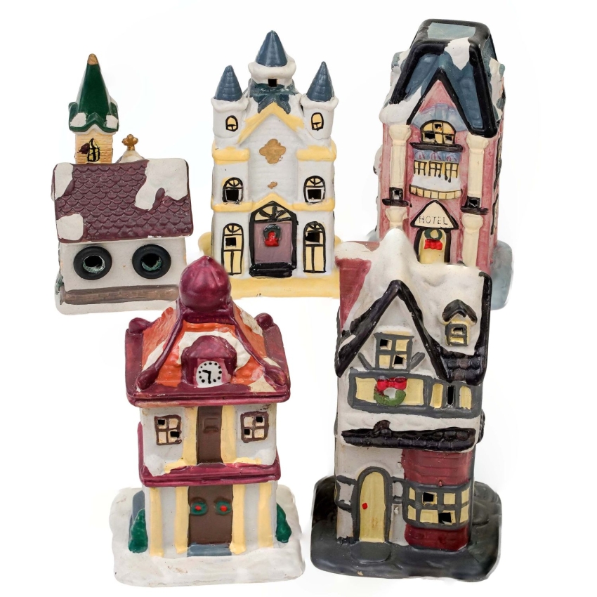 74046 BOŻE NARODZENIE CHRISTMAS STREET ŚWIĄTECZNA ULICA 5 CERAMICZNYCH RĘCZNIE MALOWANYCH KAMIENIC (1).jpg