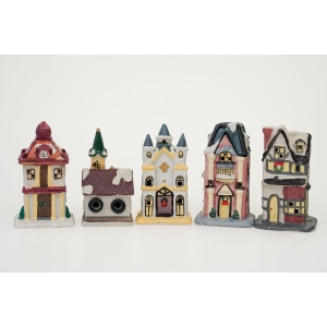 74046 BOŻE NARODZENIE CHRISTMAS STREET ŚWIĄTECZNA ULICA 5 CERAMICZNYCH RĘCZNIE MALOWANYCH KAMIENIC (2).JPG