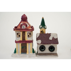 74046 BOŻE NARODZENIE CHRISTMAS STREET ŚWIĄTECZNA ULICA 5 CERAMICZNYCH RĘCZNIE MALOWANYCH KAMIENIC (3).JPG