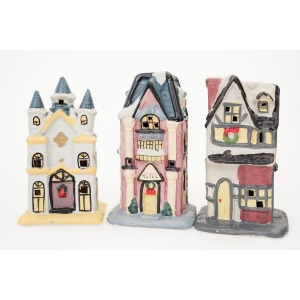 74046 BOŻE NARODZENIE CHRISTMAS STREET ŚWIĄTECZNA ULICA 5 CERAMICZNYCH RĘCZNIE MALOWANYCH KAMIENIC (4).JPG